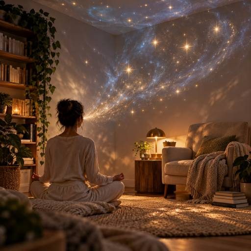 Astral projector creating a soft star pattern in a tidy reading corner