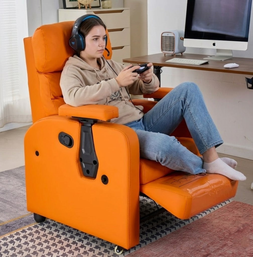 Close-up view of the Gamer Dream Recliner's plush leather and supportive cushions
