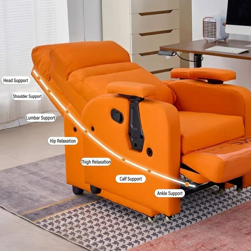 Detailed shot of the recliner's adjustable 3D armrests