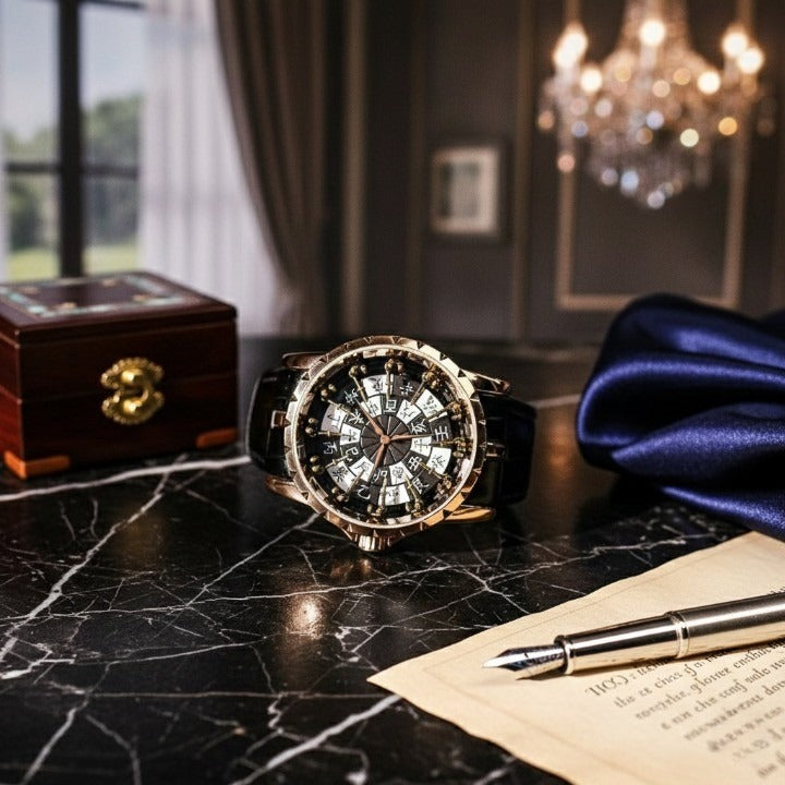 A stylish shot of the Elite Skeleton Star Inspired Watch
