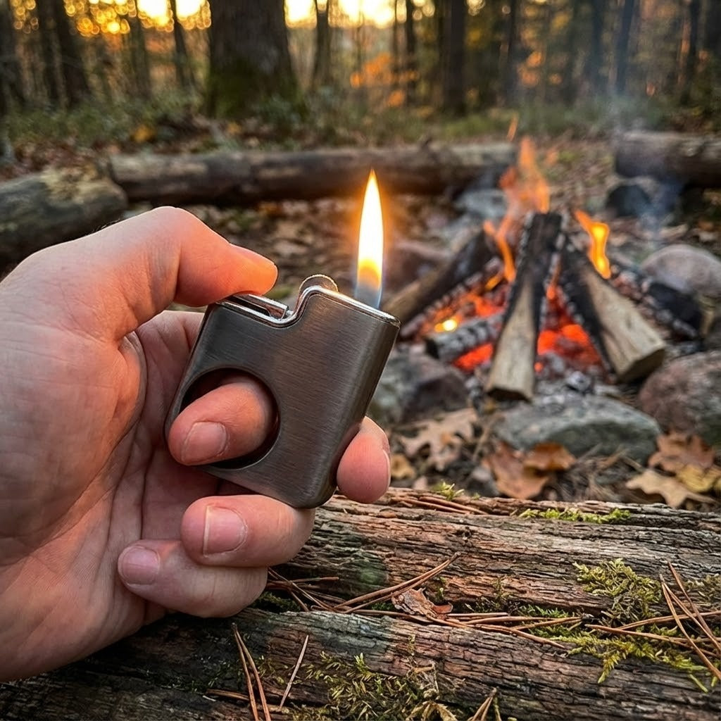 Compact metal gas lighter for everyday carry