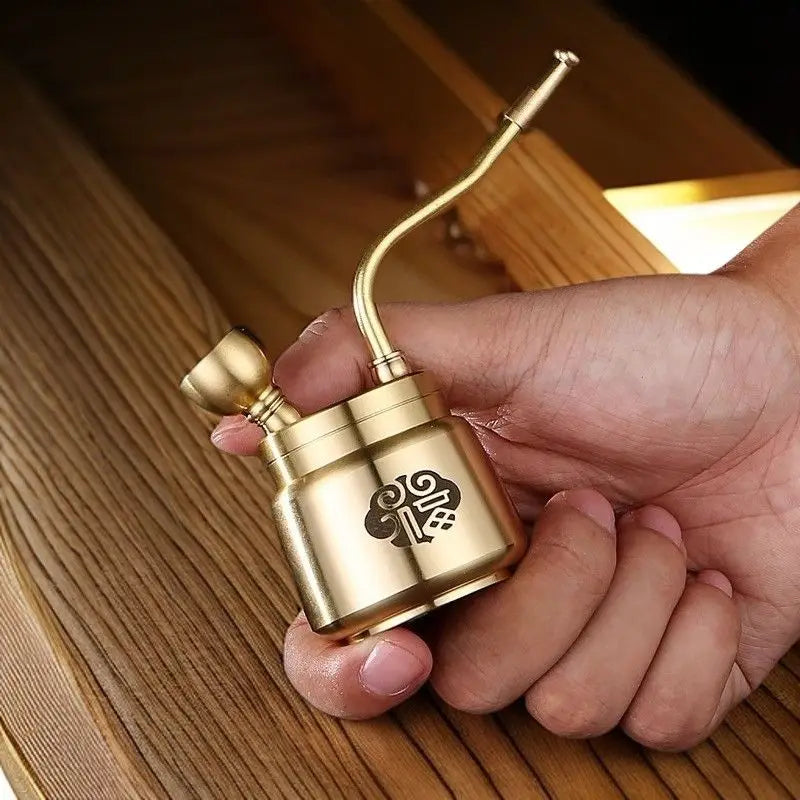 The brass pipe incense burner adding a stylish touch to home decor