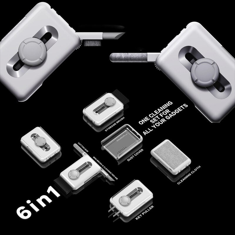 Detailed view of the retractable brushes on the creative gadget