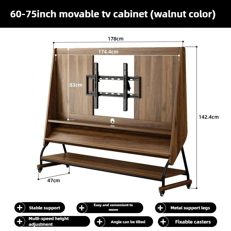 Lifestyle view of the wooden TV cabinet in a cozy bedroom setting