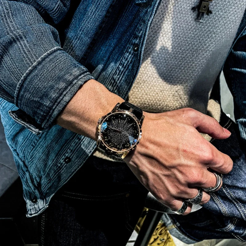 The Elite Skeleton Watch paired with a formal outfit