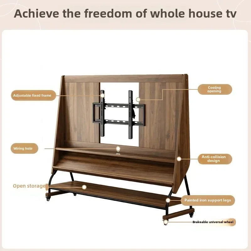 Mobile TV cabinet with lockable wheels a perfect home essential