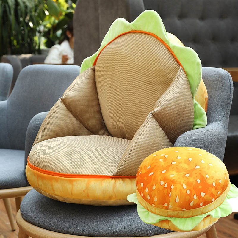 The 2in1 Comfy Hamburger Pillow Seat Cushion shown as a decorative piece
