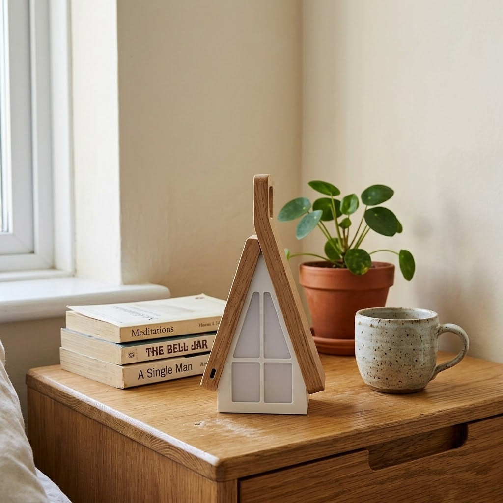Unique House-Shaped Foldable Table Lamp gift idea on a desk