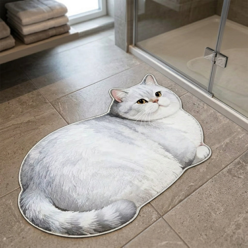 Chubby Cat Quick Dry Bath Mat as a unique home decor gift