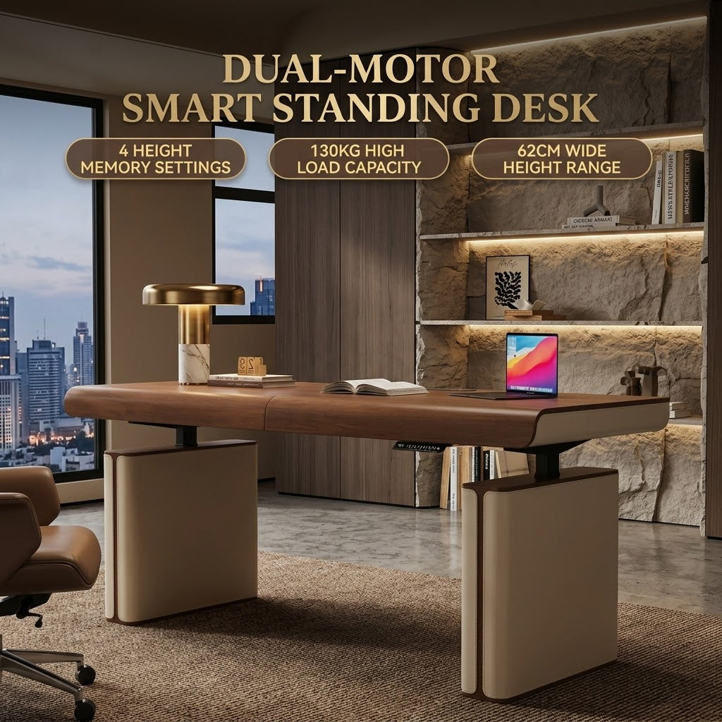 Side profile of the Healthy Hour Electric Standing Desk showcasing its modern design.