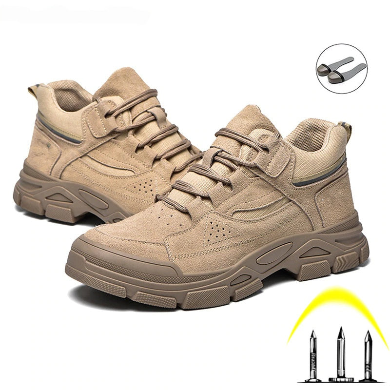 A pair of Indestructible Anti-stab Safety Outdoor Military Boots ready for action