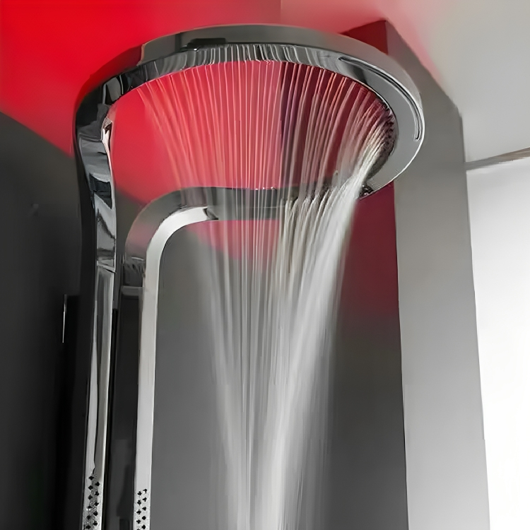 Installation view of the elegant waterfall shower set