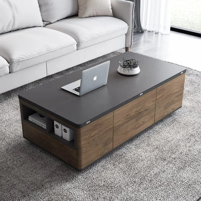Space-saving Contemporary Convertible Folding Lift Coffee Table in a modern apartment