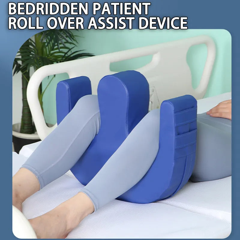 A caregiver demonstrating the gentle turning motion with the easy roller pillow