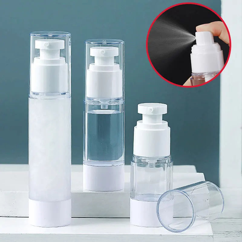 Close-up of the travel cosmetic pump showing its precise nozzle.