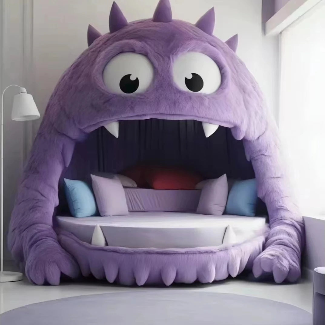 Giant Monster Cozy Plush Oversized Bed in a stylish room