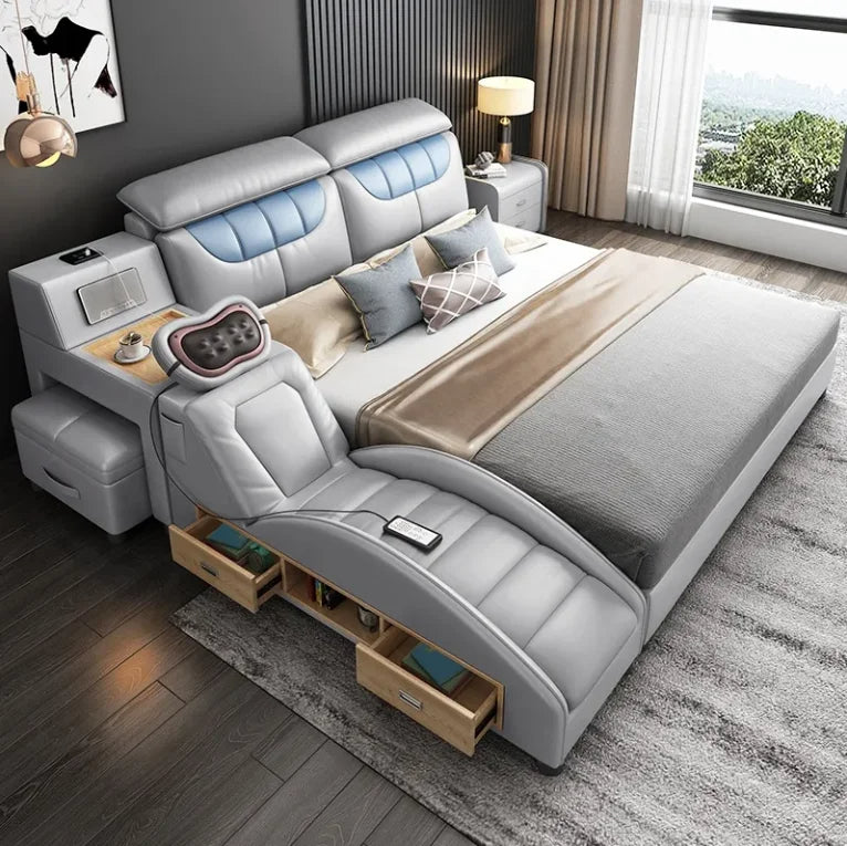 Elegant Leather Bed, close up