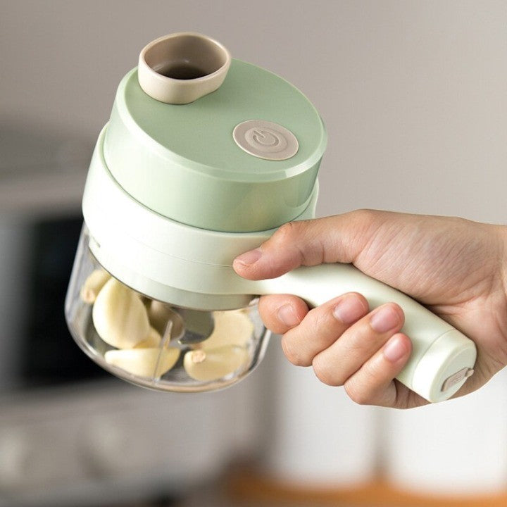 Creative kitchen gadget for slicing and blending vegetables