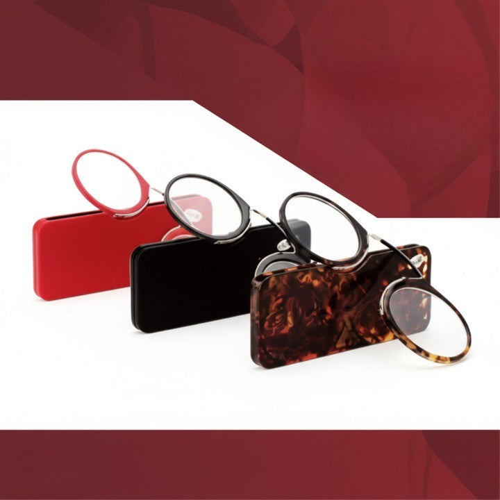 Sleek ultra-thin reading glasses in a compact keychain case