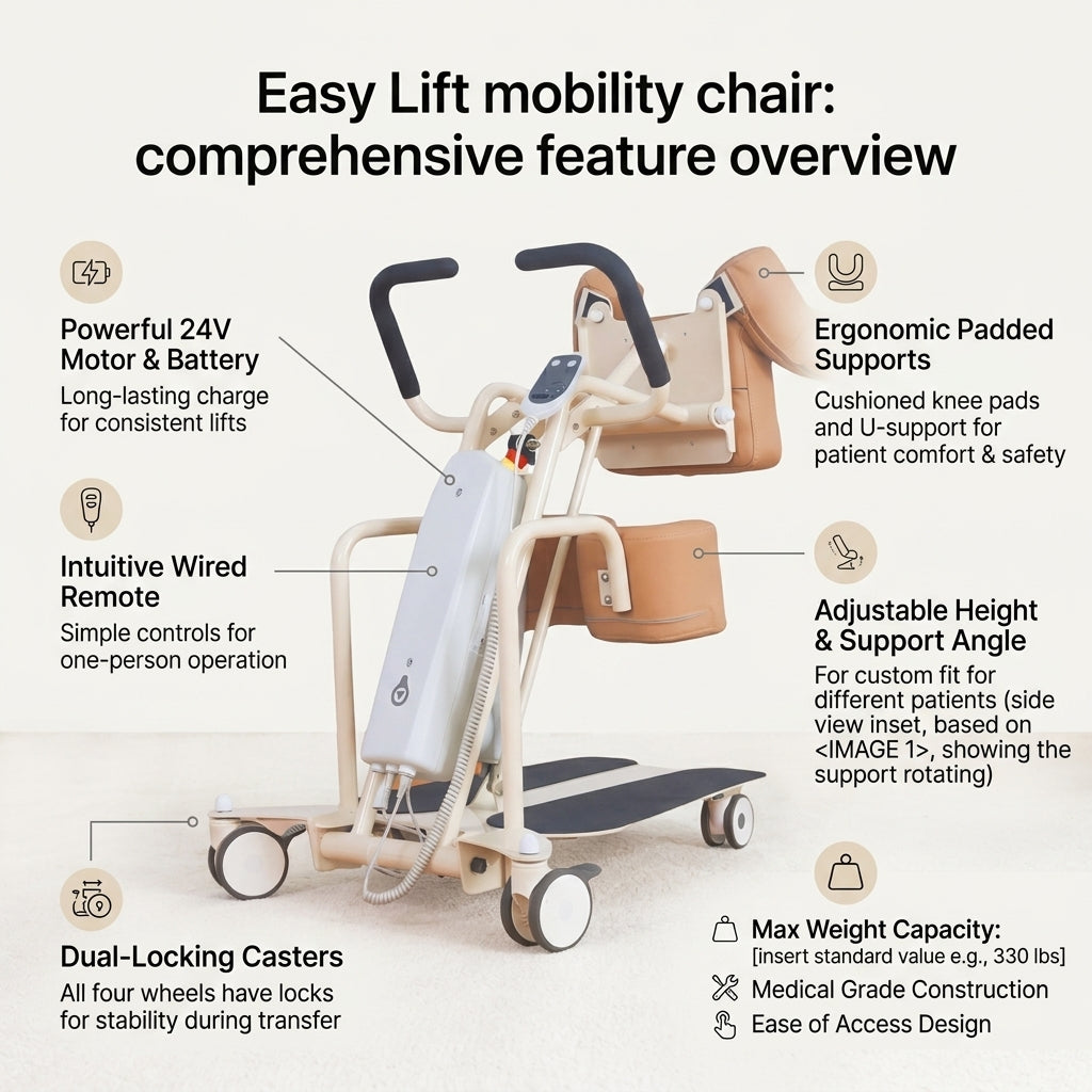 Showcasing the secure lockable wheels for safe and controlled patient transfers