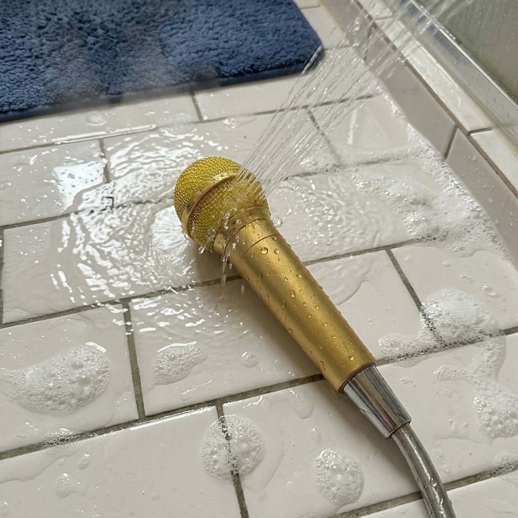 Close up view of the shower head spray