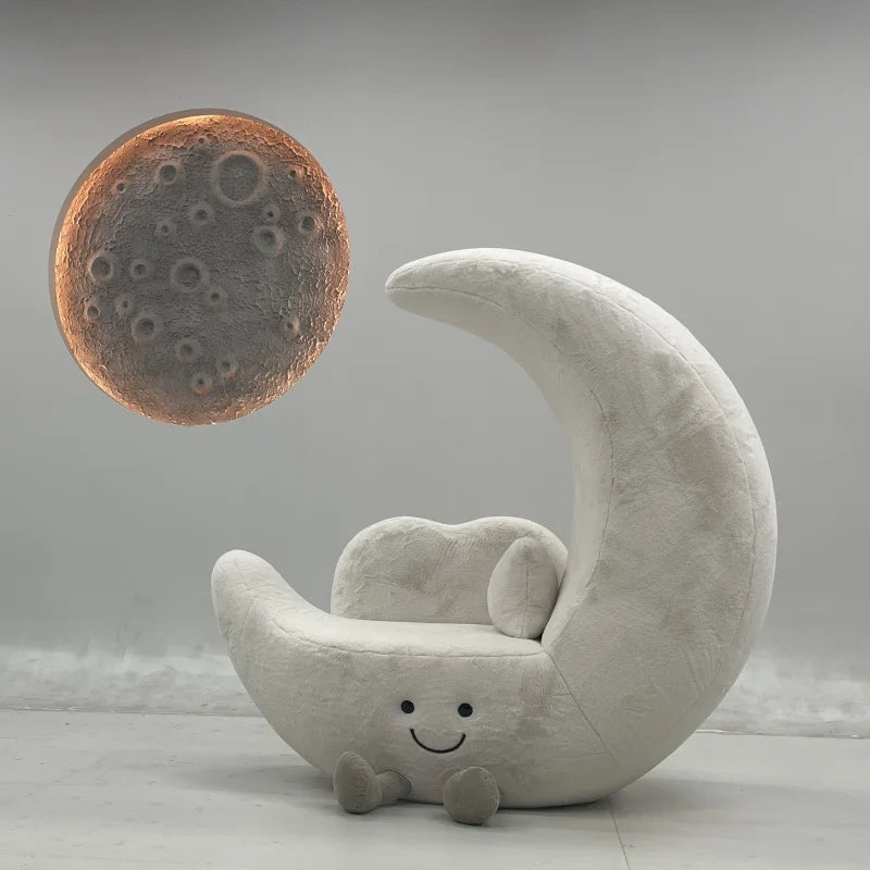 Close-up of the soft plush fabric on the moon lounge chair