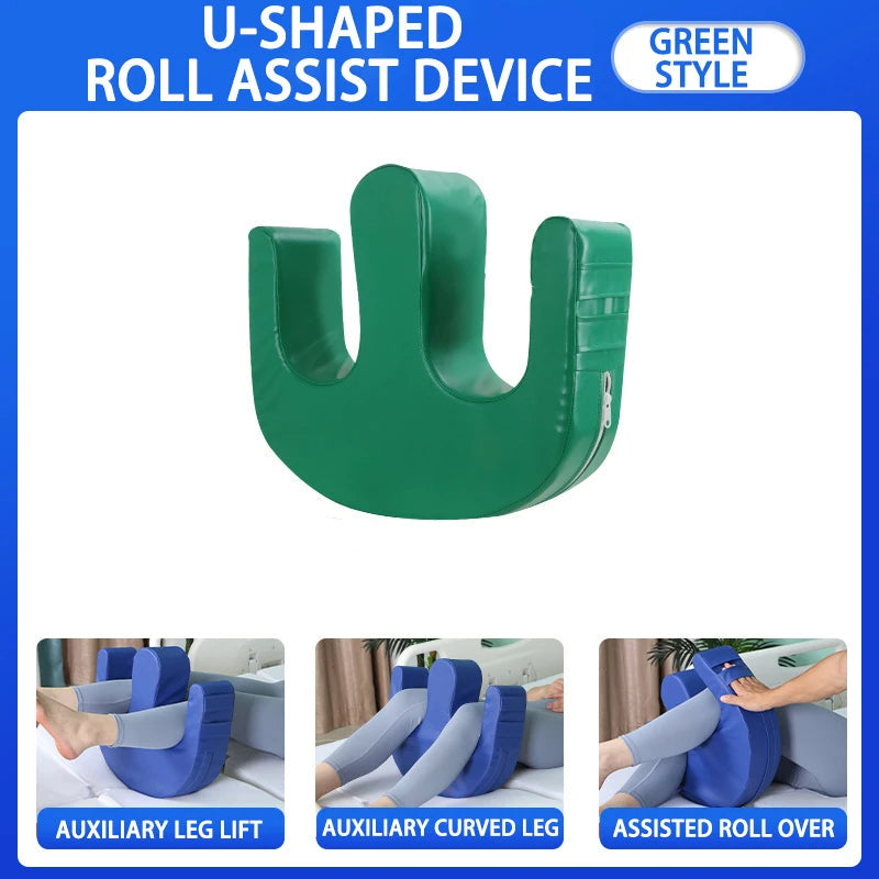 Showing the excellent support and comfort of the roller pillow for legs