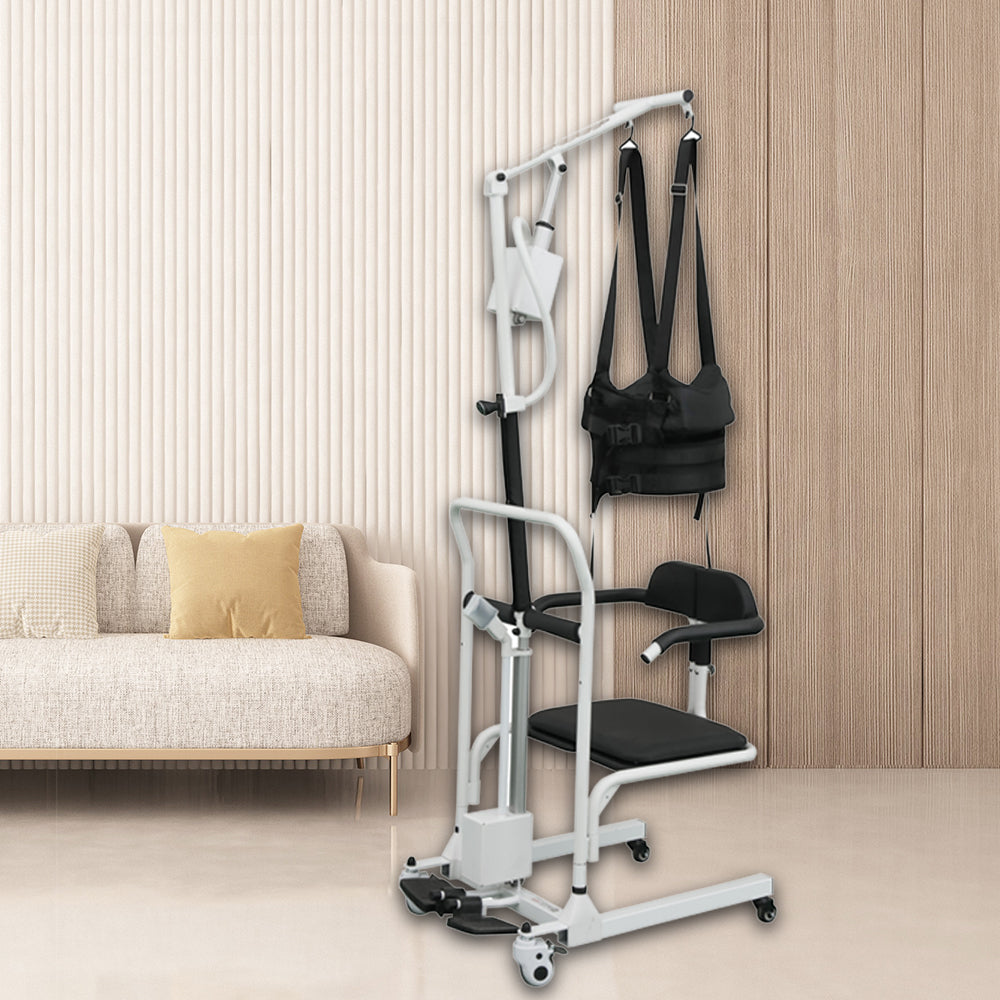 The versatile patient lift chair being used in a living room setting