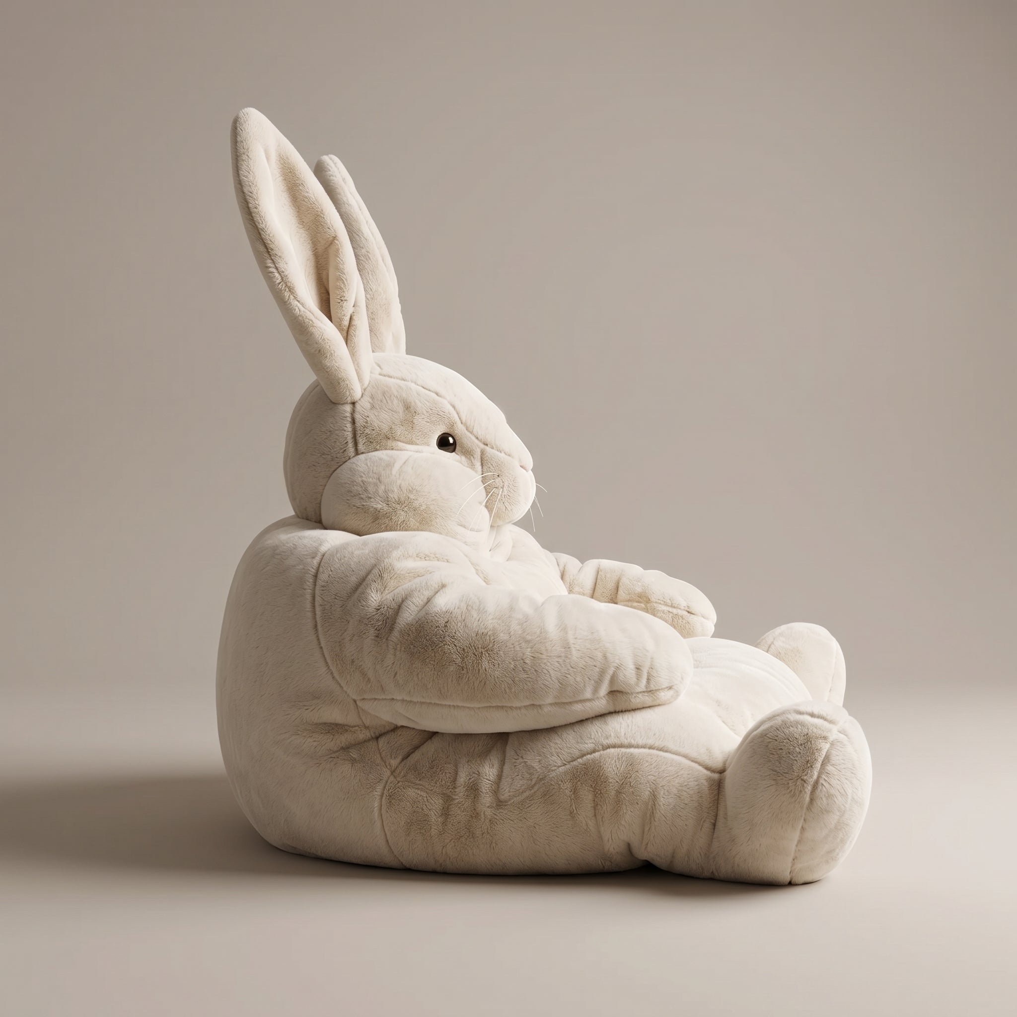Oversized plush animal lounger for a modern living space