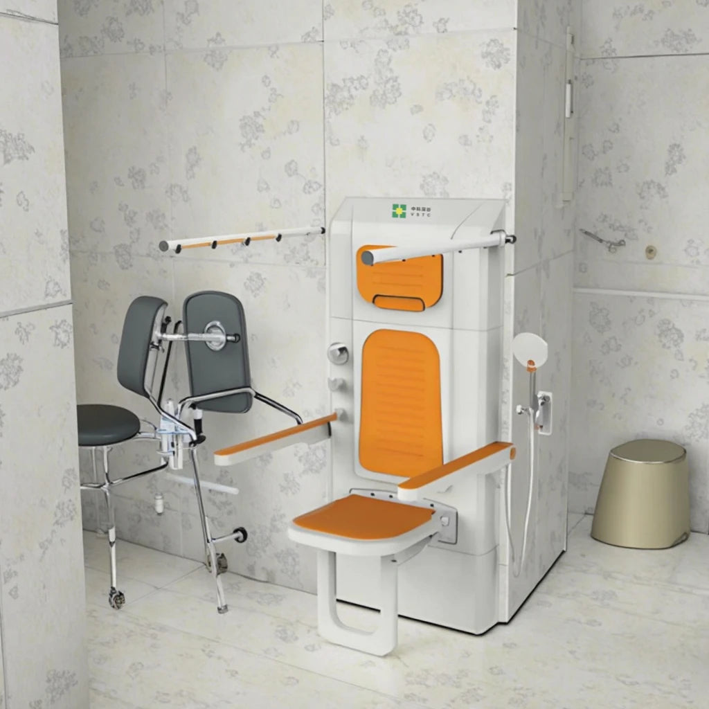 Detailed dimensions and specifications of the foldable shower chair