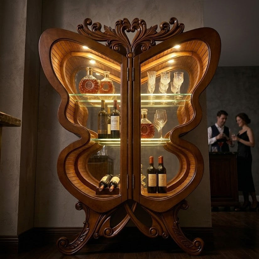 Lifestyle shot of the unique wine cabinet in a modern home