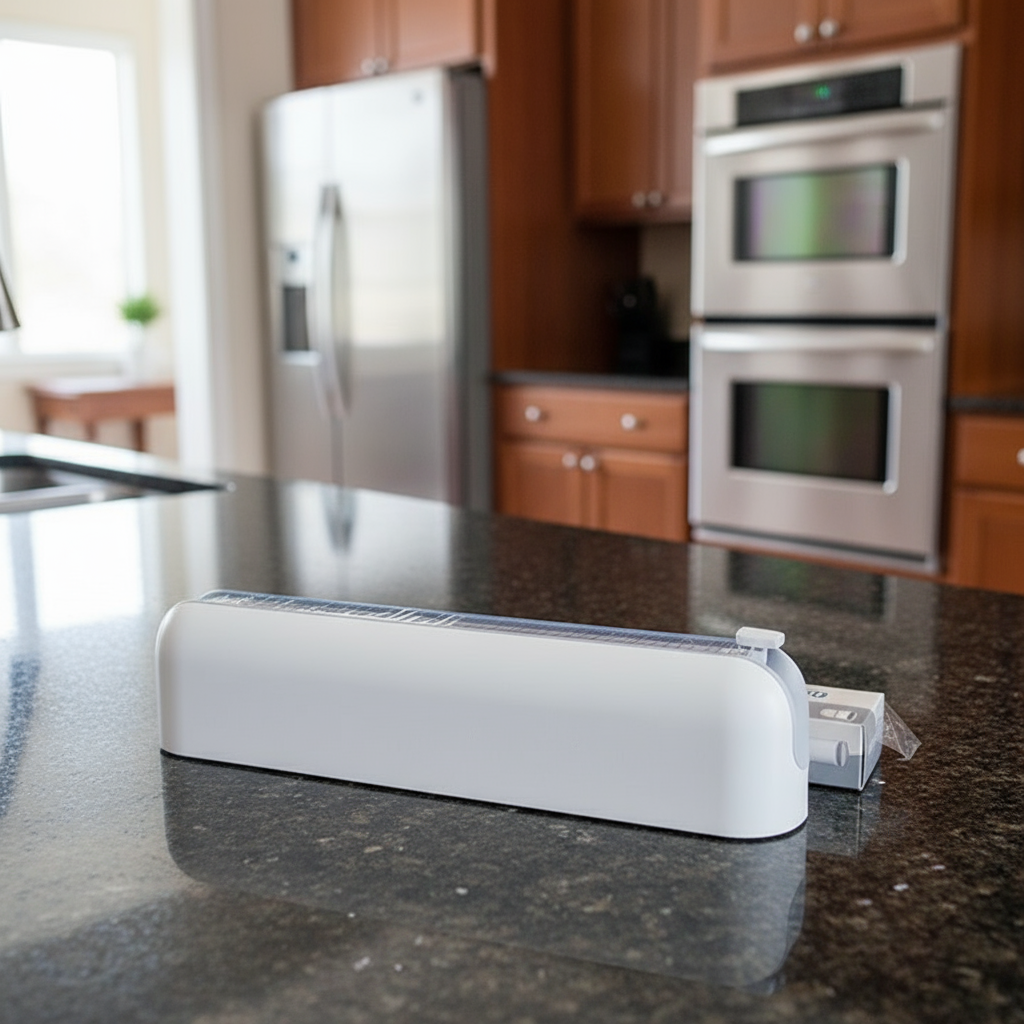 Lifestyle image of the kitchen film cutter in a modern kitchen setting