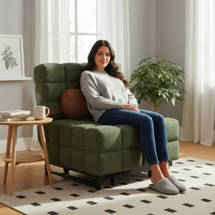 The Scandinavian multifunctional lounger fitting perfectly into a cozy corner of a room.