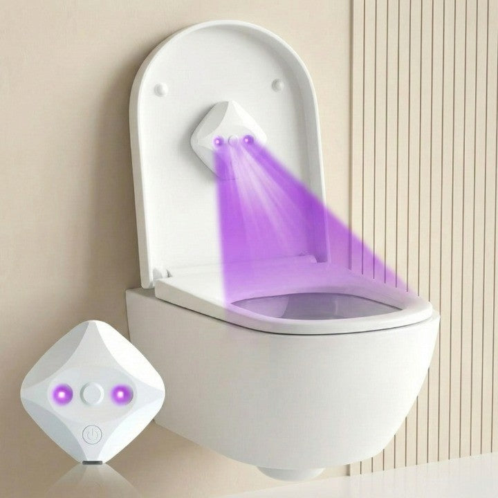 Smart LED Toilet Cleaner installed on a modern toilet wall