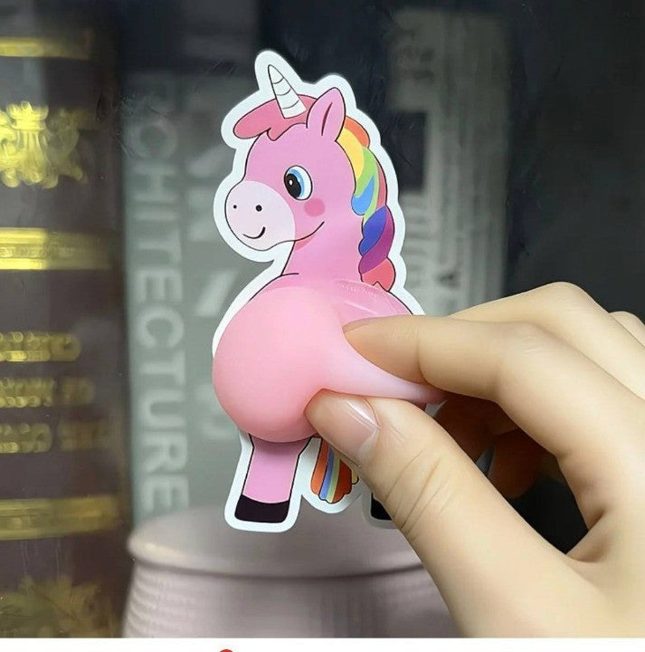 Multiple unicorn stickers creating a playful wall pattern
