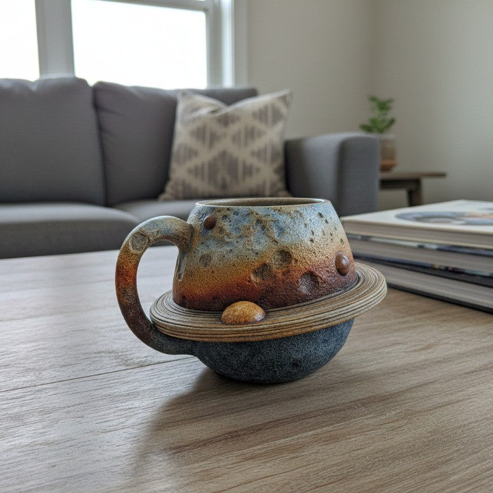 Lifestyle shot of the Saturn Rings cup in a modern home