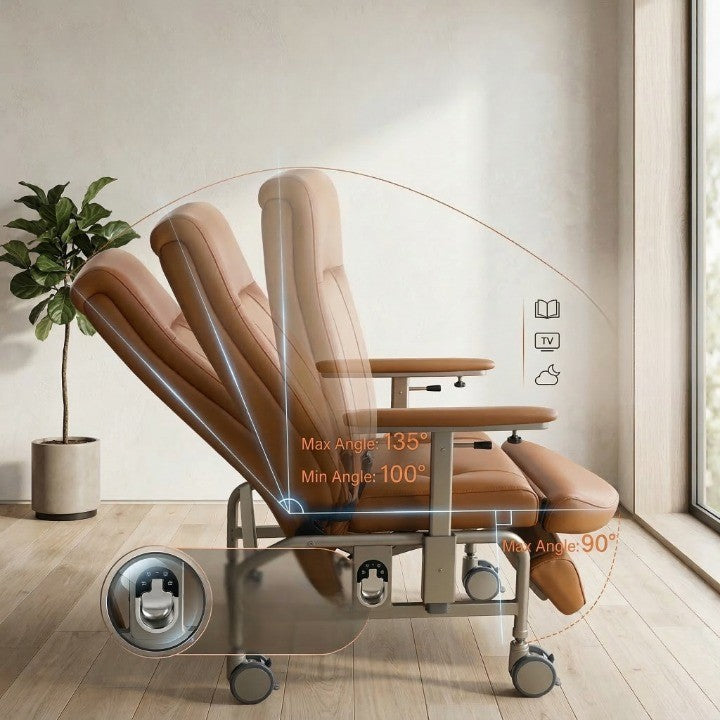 A person comfortably resting in the Adjustable Patient Recliner Chair