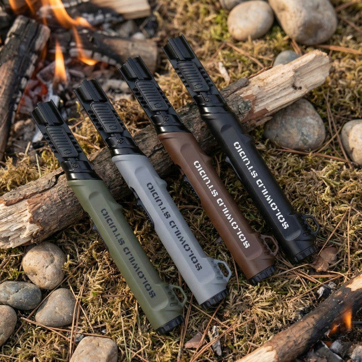 A close-up of the rugged Military Style Outdoor Fire Starter Lighter, a perfect gift for adventurers.