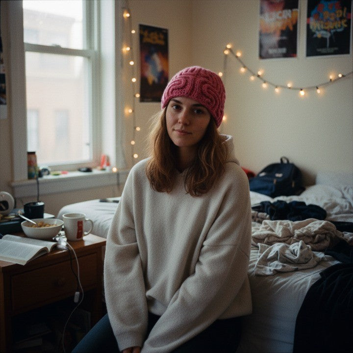 The knitted brain beanie as a hilarious winter accessory
