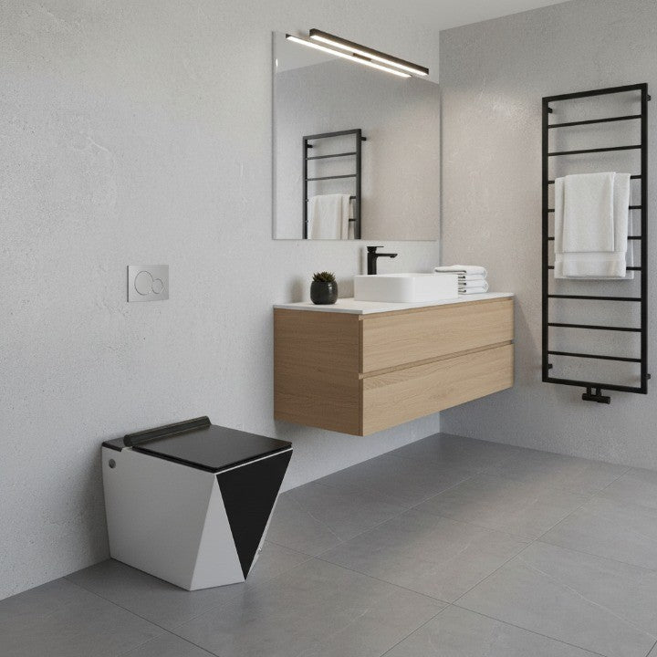 Side view of the geometric edge toilet