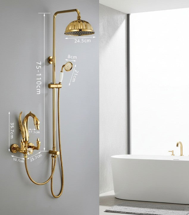 Artistic angle of the swan design shower fixture