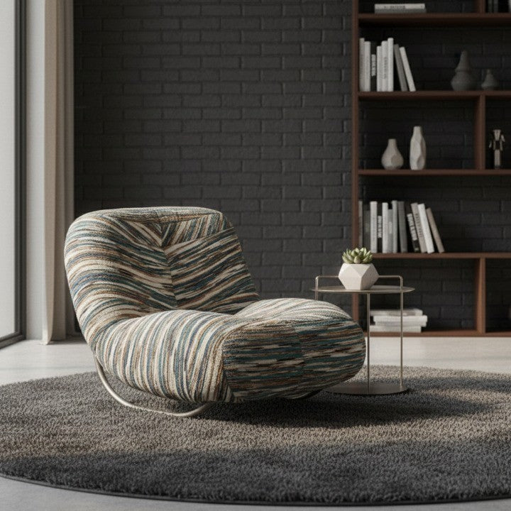 The curved rocking chair as a centerpiece in a modern living room