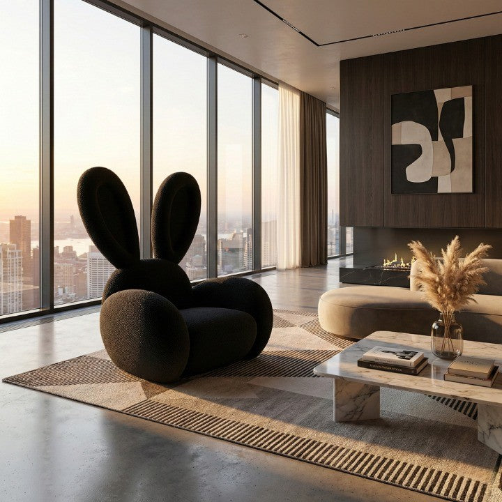 Close-up detail of the plush fabric on the Bunny Ear Cozy Accent Lounge Chair