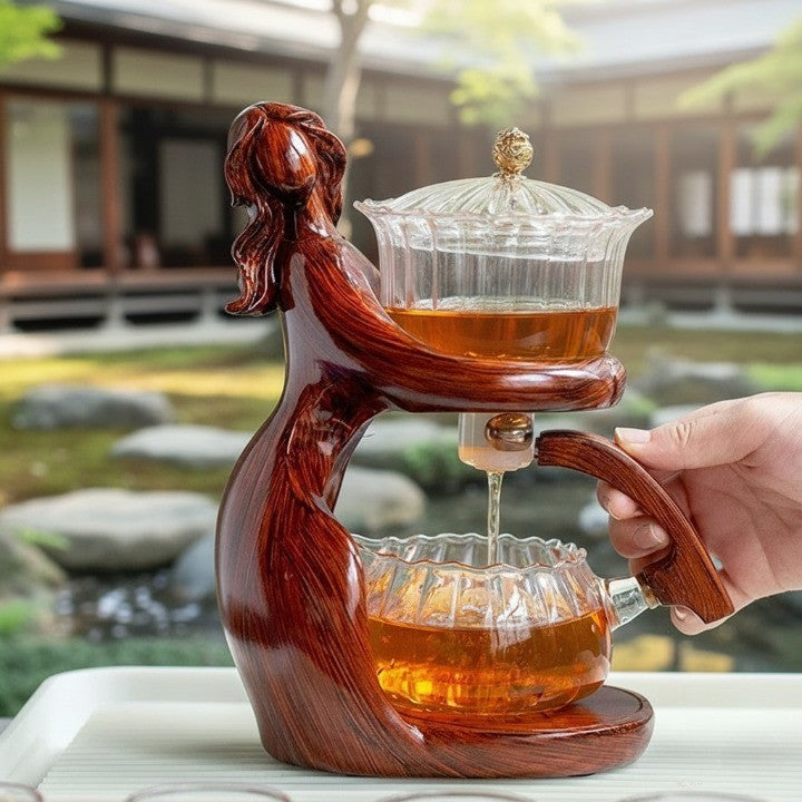 Detailed view of the Nature Harmony Wooden Teapot's design