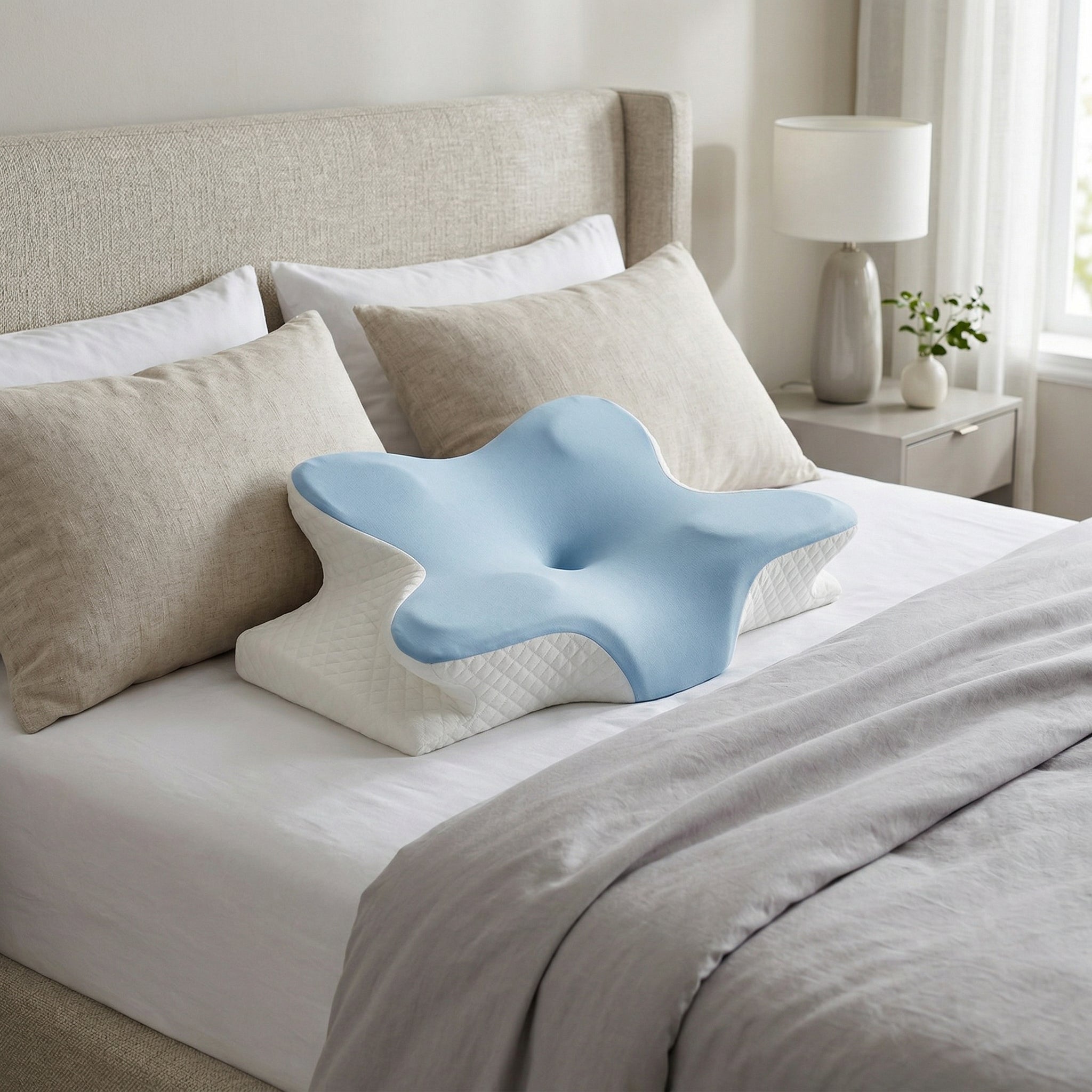 Ergonomic star-shape pillow providing neck and shoulder support for ultimate comfort