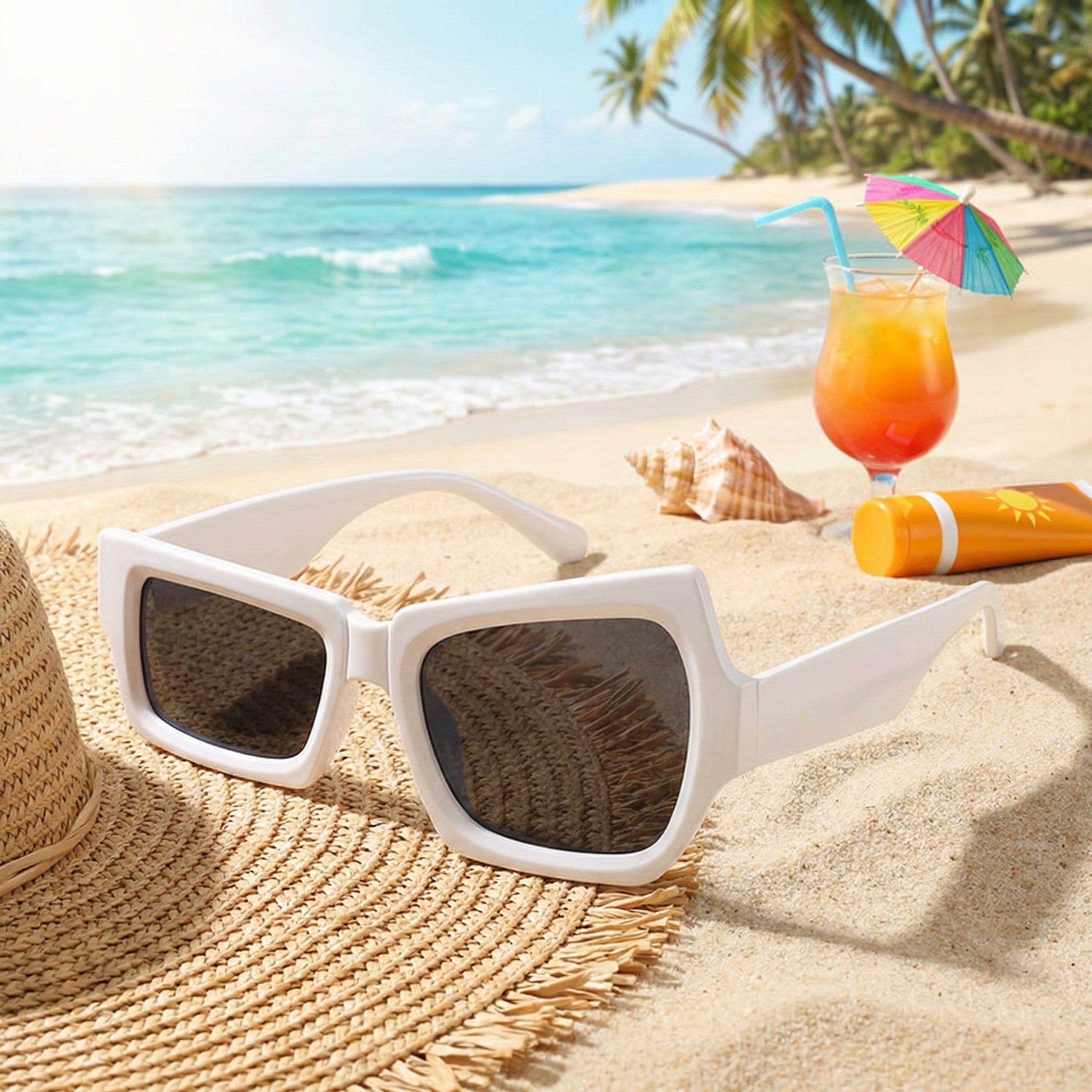 Stylish person wearing the geometric sunglasses for a daily look