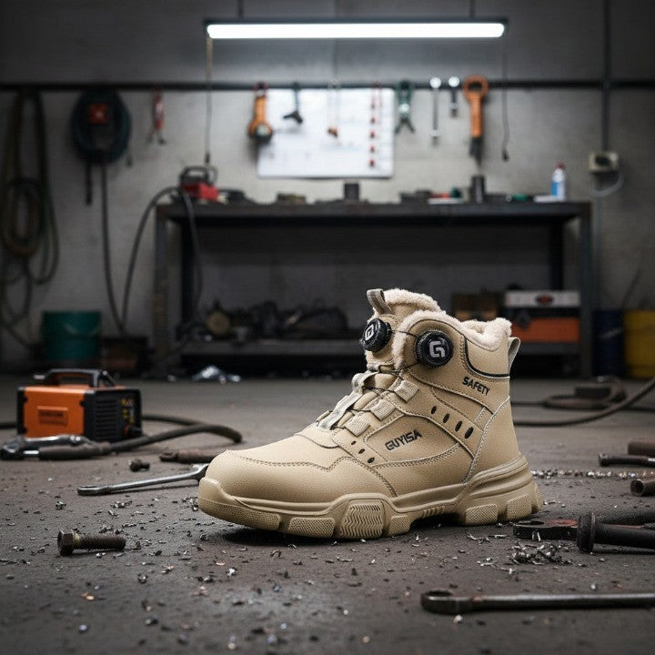 Front view of the Steel Toe Fire Resistant Work Boots showcasing the reinforced toe