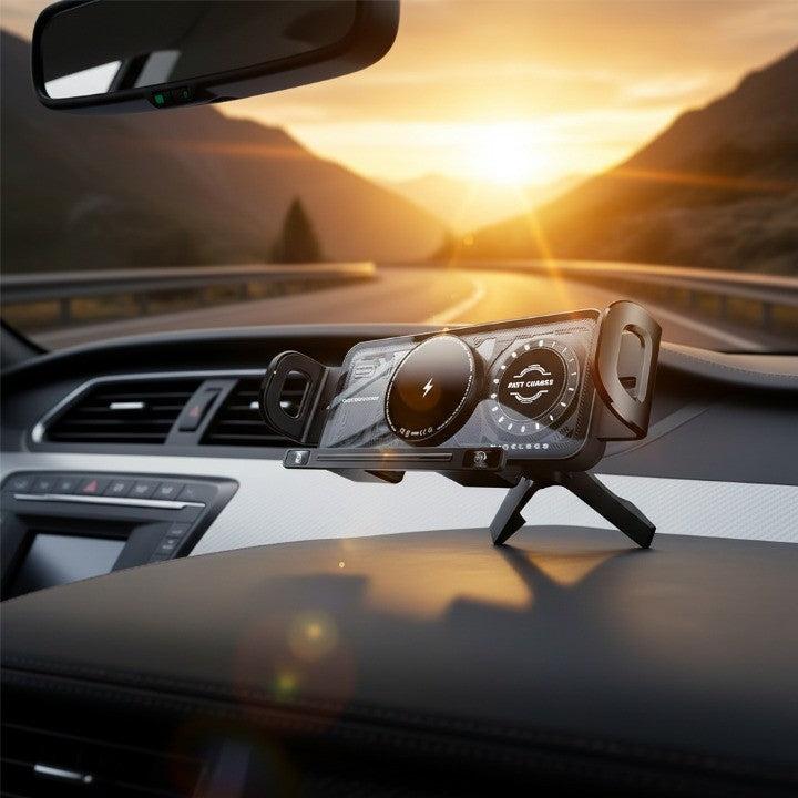 A driver easily placing their phone into the Smart Auto-Clamping Car Wireless Charger