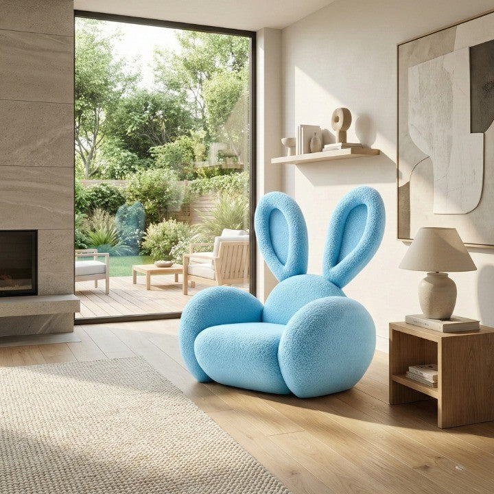 Side view of the Bunny Ear Cozy Accent Lounge Chair highlighting its supportive back