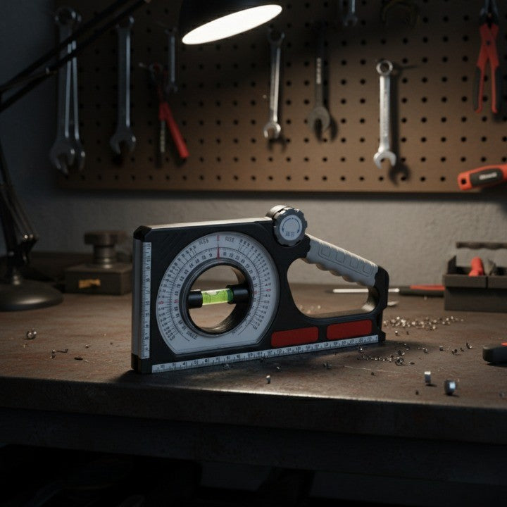 The protractor being used in a home DIY project for accurate alignment